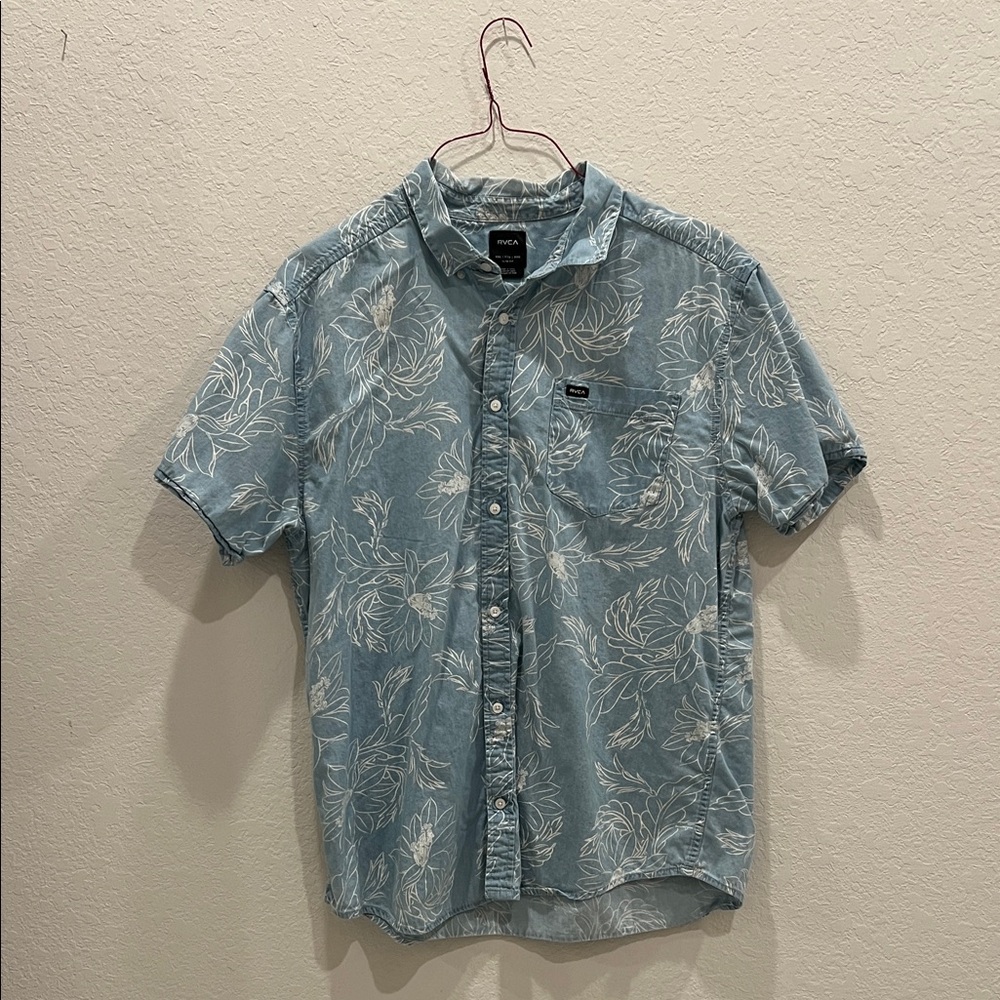 RVCA Light Blue Floral Button Down Shirt